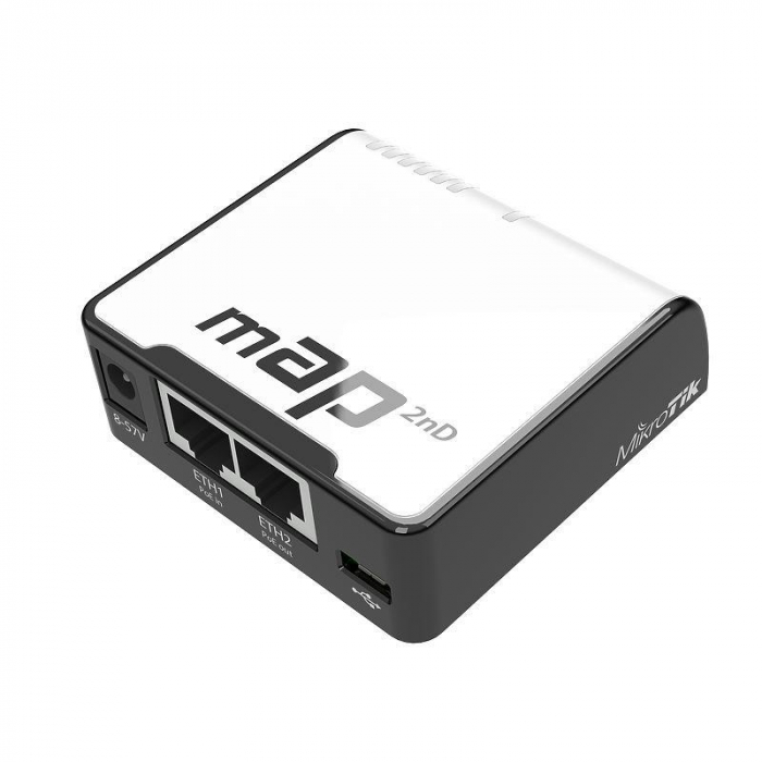 Miktrotik Micro Access Point, RBMAP2ND; wireless Dual-Chain 2.4GHzAccess Point with full RouterOS capabilities; 1 CPU core count; CPUnominal frequency: 650 MHz; Size of RAM: 64 MB; Flash Storage size