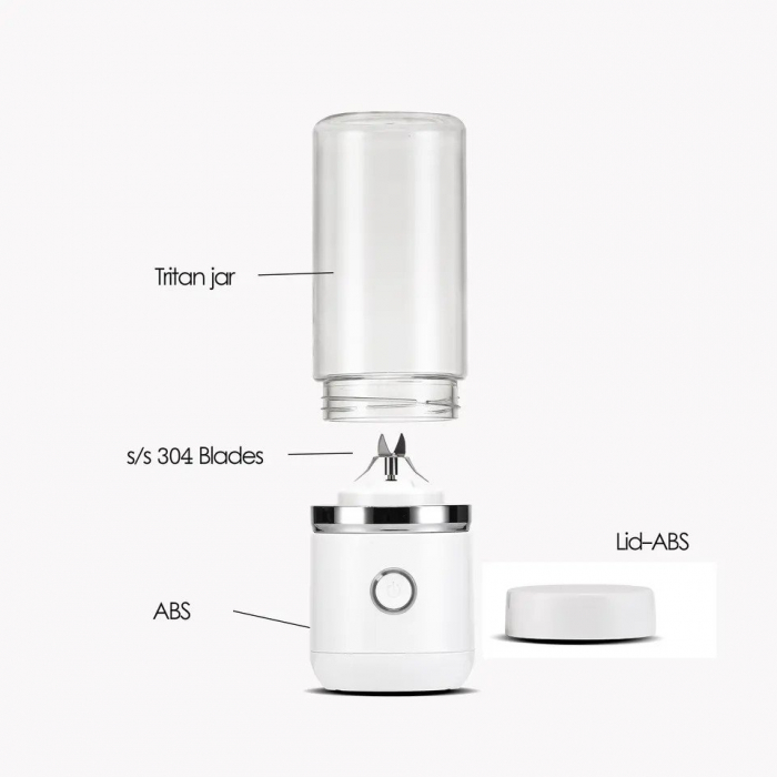 RESIGILAT - Mini Blender Portabil STARCREST SB-GN04WH,  Multifunctional, Auto-curatare, Capacitate 380ml, 4 Lame 3D, Putere 18.000 rpm, Alb [4]