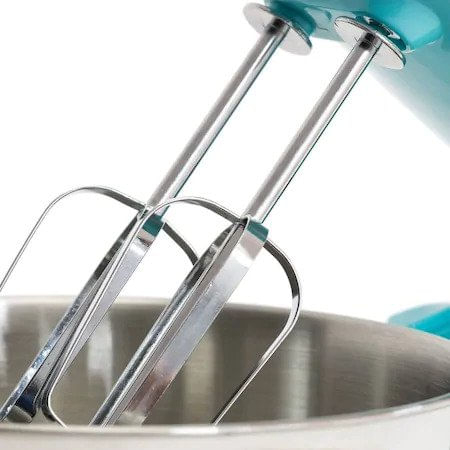 Mixer cu bol Cecotec Cecomixer Easy 4041, 250 W,  Bol inox 3 l, 6 viteze, Tel, carlige, paleta incluse, Albastru/Inox [3]
