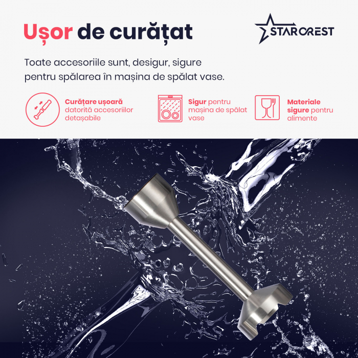 Mixer vertical STARCREST SBS-1509PRO, 1200W, Chopper, Tel, Pahar gradat, 9 viteze, Turbo, Inox / Negru [5]