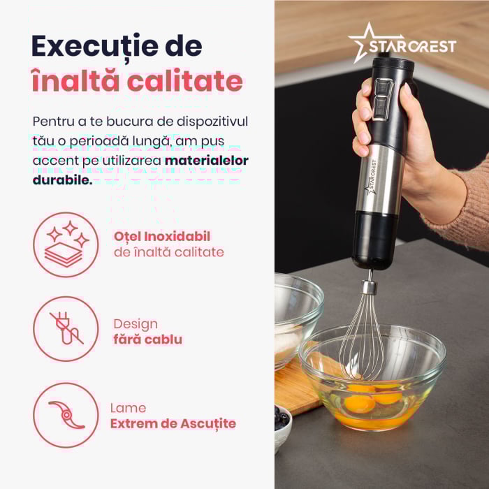 Mixer vertical STARCREST SBS-1509PRO, 1200W, Chopper, Tel, Pahar gradat, 9 viteze, Turbo, Inox / Negru [7]