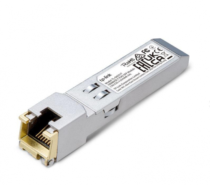 Modul SFP TP-Link, 1000BASE-T RJ45 TL-SM331T, Standarde si protocoale: IEEE 802.3-2002, Lungime max cablu: 100m, Data Rate: 1.25 Gbps, Interfata: 1A 1000 Mbps RJ45.