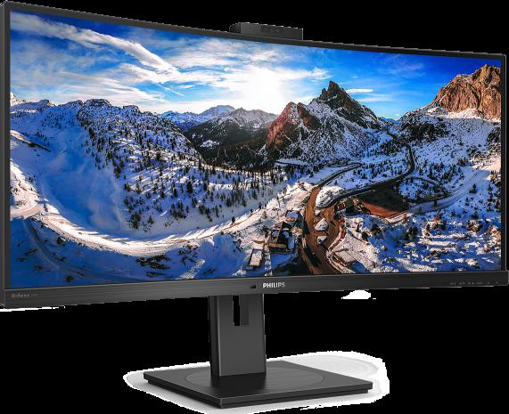 Monitor curbat LED VA Philips 34 , Ultrawide QHD, DisplayPort, USB-C, RJ45, Negru, 346P1CRH