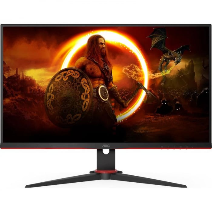 Monitor gaming LED VA AOC 23.8 , Full HD, DisplayPort, 165Hz, AdaptiveSync, Vesa, Negru Rosu