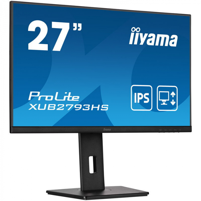Monitor IPS LED iiyama ProLite 27 XUB2793HS-B5, Full HD 1920 x 1080, HDMI, DisplayPort, AMD FreeSync, Pivot, Boxe Negru