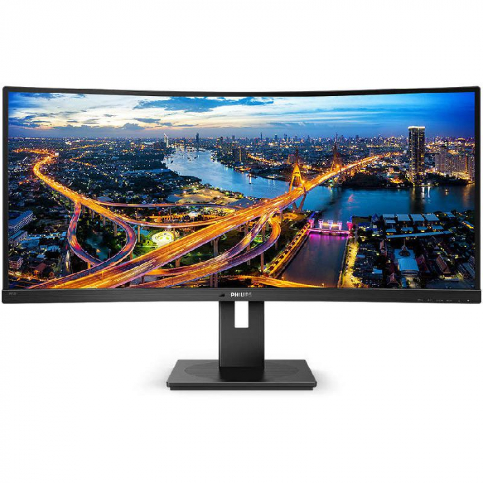 Monitor curbat LED VA Philips 34 , UltraWide QHD, DisplayPort, Negru, 345B1C