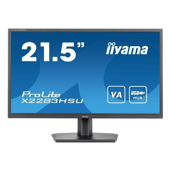 Monitor VA LED iiyama 21.5 X2283HSU-B1, Full HD 1920 x 1080, HDMI, DisplayPort, AMD FreeSync, Boxe Negru