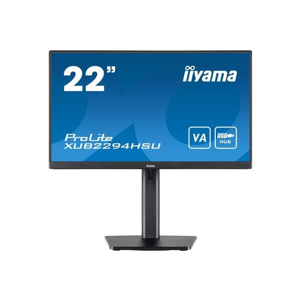 Monitor VA LED iiyama 21.5 XUB2294HSU-B2, Full HD 1920 x 1080, HDMI, DisplayPort, AMD FreeSync, Pivot, Boxe Negru
