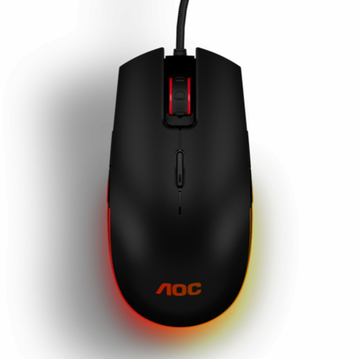 Mouse AOC GM500, USB 2.0, 5000DPI, 8 butoane, RGB, 1.8m, negru