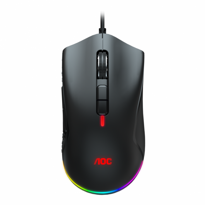 Mouse AOC GM530B, ergonomic, USB 2.0, 16000DPI, 7 butoane, RGB, 1.8m, negru