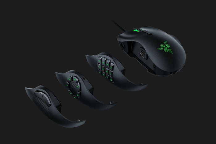 Mouse Razer, 5G optical sensor, Naga Trinity, 3 interchangeable side plates with 2, 7 and 12-button configurations, Up to 19 programmable buttons, 16000dpi,1000Hz Ultrapolling, Up to 450 inches per se