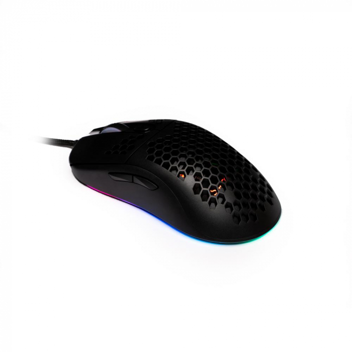 MOUSE Spacer Gaming SPGM-ALIEN-LIGHT, cu fir, USB, optic, 6.400 dpi, butoane scroll 6 1, iluminare RGB, negru