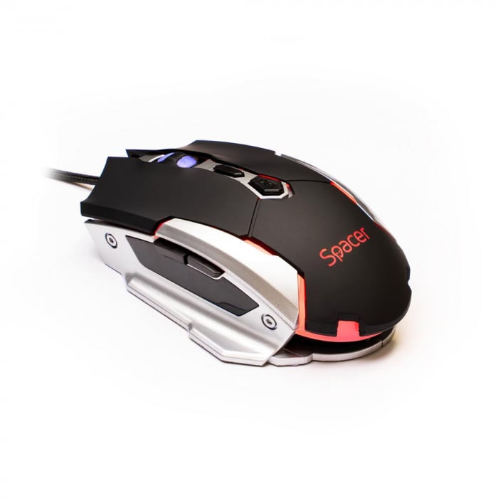 MOUSE Spacer Gaming SPGM-PULSAR-LITE, cu fir, USB, optic, 3.200 dpi, butoane scroll 7 1, iluminare, negru