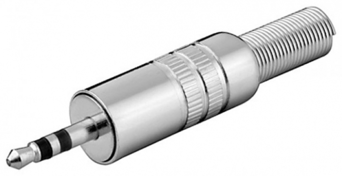Mufa tata 3,5 mm, stereo, metal, cu protector cablu, set 10 bucati