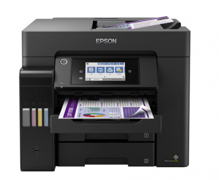 Multifunctional inkjet color CISS Epson L6570, dimensiune A4 (Printare, Copiere, Scanare, Fax), viteza 32 ppm alb-negru, 32ppm color, rezolutie 4...