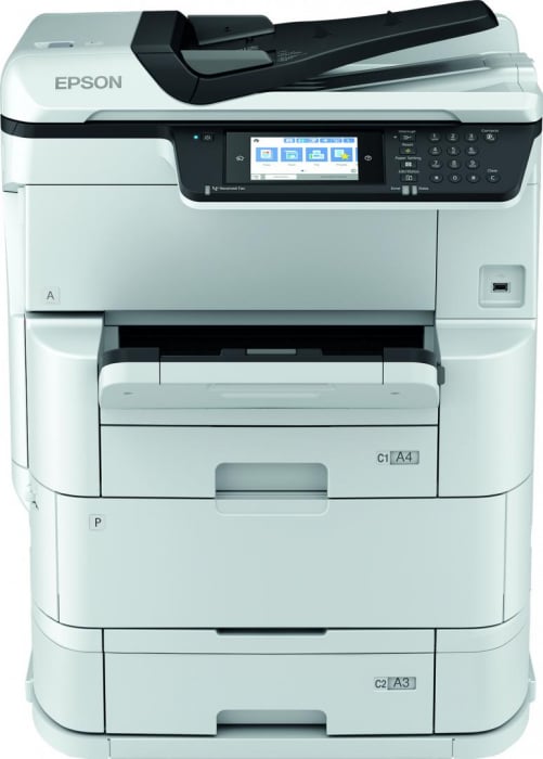 Multifunctional inkjet color Epson WF-C878RDTWFC, dimensiune A3 (Printare, Copiere, Scanare, Fax), duplex, viteza 25ppm alb-negru, 25ppm color, rezolutie 4800 x 1200 dpi, limbaj de printare: PCL6, PCL