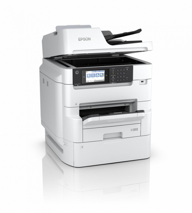Multifunctional inkjet color Epson WF-C879RDTWFC, dimensiune A3 (Printare, Copiere, Scanare, Fax), duplex, viteza 26ppm alb-negru, 26ppm color, rezolutie 4800 x 1200 dpi, limbaj de printare: PCL5c, PC