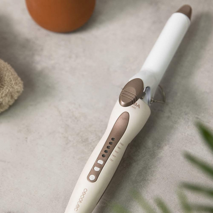 Ondulator Cecotec Bamba SurfCare 970 Curly, 5 setari de temperatura reglabile 120 ºC si 200 ºC, cablu rotativ, functie oprire automata, Alb [2]