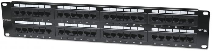 Panou patch CAT5 Ethernet cu 48 porturi, INTELLINET