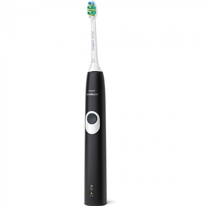 Periuta de dinti sonica electrica Philips Sonicare ProtectiveClean HX6800 63, 62000 miscari minut, 1 mod de curatare, 2 intensitati, senzor presiune, functie BrushSync, 1 cap de periere, Negru cu alb