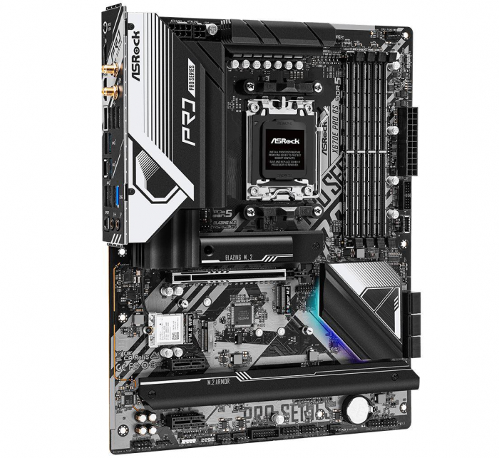 Placa de baza AsRock Socket AM5, X670E Pro RS Supports AMD Ryzen, 7000 Series Processors 14+2+1 Phase Power Design, SPS 4 x DDR5 DIMMs, supports...