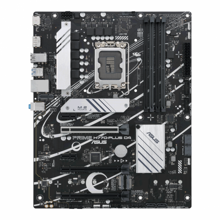 Placa de baza Asus Prime H770-PLUS LGA1700, 4x DDR4, frecventa maxima suportata 5033MHz, 1x DisplayPort, 1x HDMI, 3x PCIe x16, 2x PCIe x1, 3x M.2, 4x SATA 6Gb s, LAN 2.5Gb, ATX