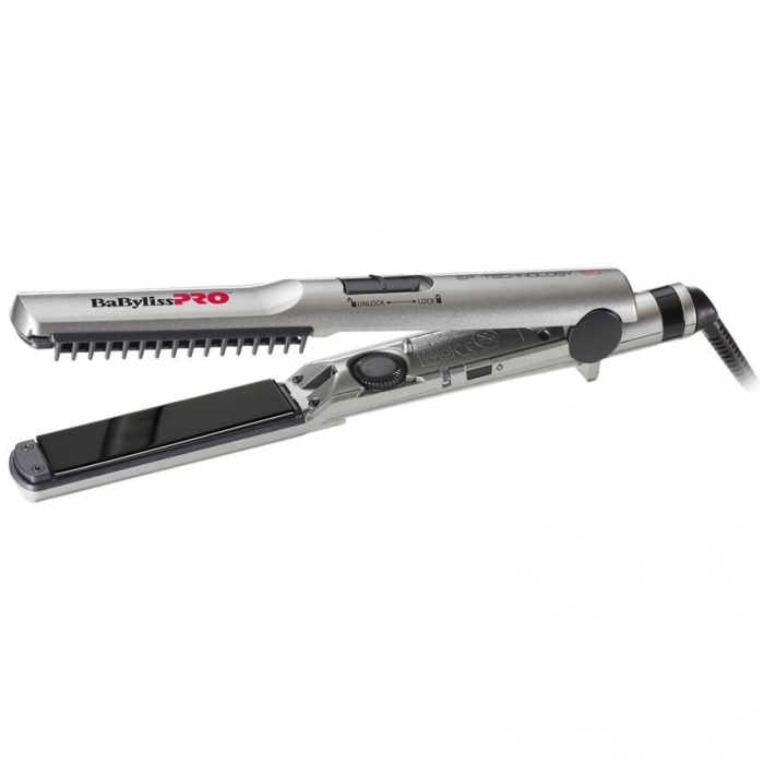 RESIGILAT - Placa de indreptat parul Babyliss BAB2670EPE, Pro Ep Technology 5.0, Pieptan 25 mm, Ionizare, Gri