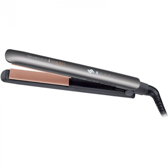 Placa de indreptat parul Remington Keratin Protect S8598, Invelis ceramic, 230 C, Gri Aramiu