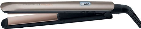 Placa de par Remington S8540 Keratin Protect, placi ceramice, 9 trepte de temperatura, 150 C - 230 C, Display LCD, Bronz Negru