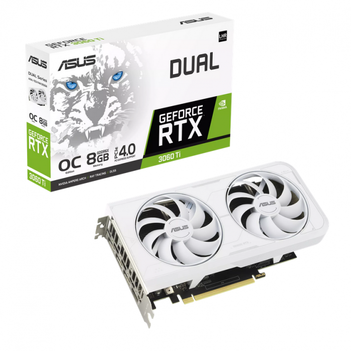 Placa video Asus nVidia GeForce DUAL RTX 3060 Ti 8G OC White Edition GDDR6X