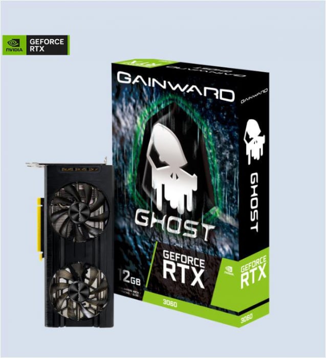 Placa video Gainward GeForce RTX 3060 Ghost 12GB Product Name GeForce RTX, 3060 Ghost Barcode 471056224-2430 GPU GeForce RTX 3060 GPU Clockspeed 1777MHz (Boost) Memory 12 GB GDDR6 (192 bits) Memory C
