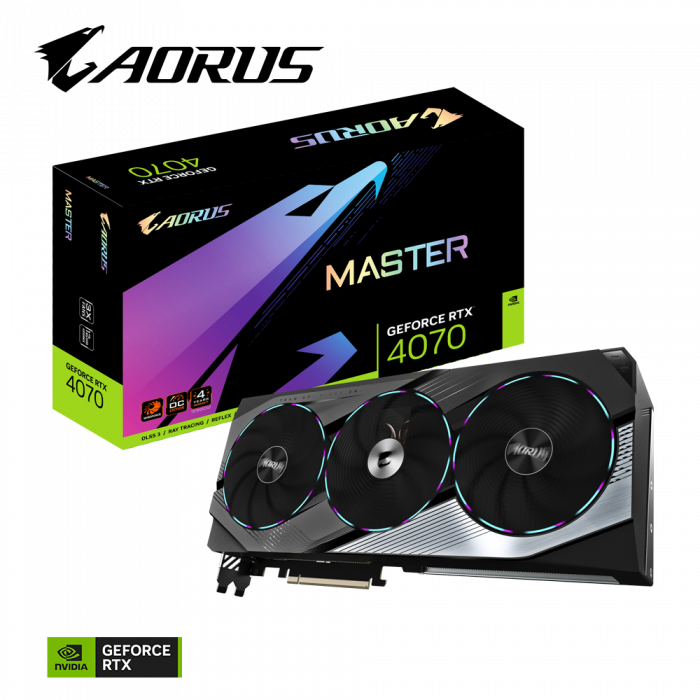 Placa video Gigabyte AORUS GeForce RTX 4070 MASTER 12G, 3x DisplayPort, 1x HDMI, 12GB GDDR6X, 2595MHz, 192bit, PCI-E 4.0 x16