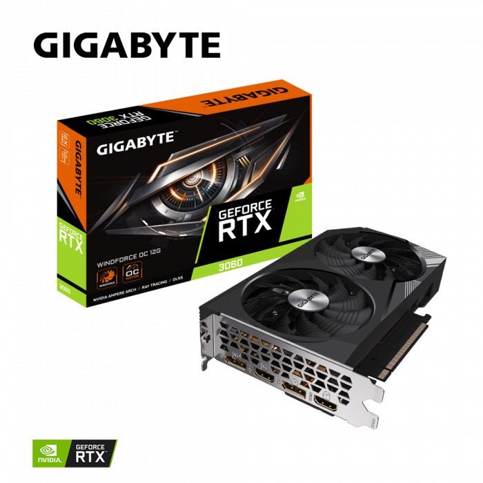 Placa video Gigabyte GeForce RTX 3060 WINDFORCE OC 12G rev.2, 2x DisplayPort, 2x HDMI, 12GB GDDR6, 1792MHz, 192bit, PCI-E 4.0 x16, 360GB s