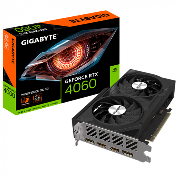 Placa video Gigabyte GeForce RTX 4060 WINDFORCE OC 8GB, GDDR6, 128 bit, 2x DisplayPort, 2x HDMI, PciExpress 4.0