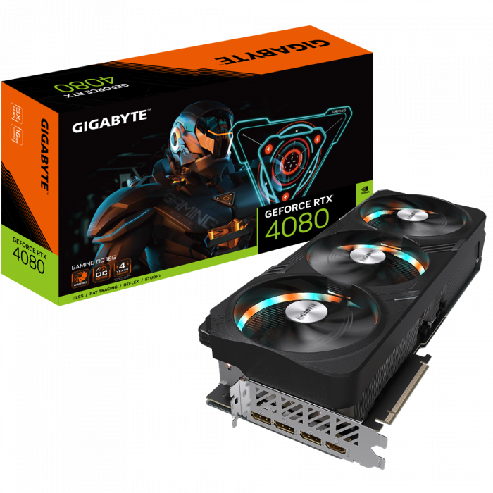 Placa video Gigabyte GeForce RTX 4080 16GB GAMING OC Graphics Processing GeForce RTX, 4080 Core Clock 2535 MHz (Reference Card: 2505 MHz) CUDA Cores 9728 Memory Clock