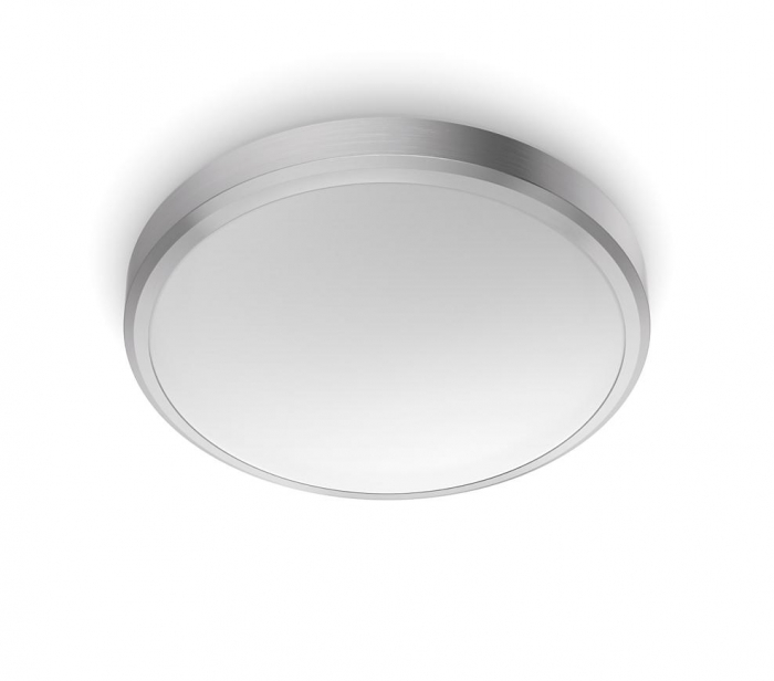 Plafoniera LED Philips Doris CL257, 17W, 1500 lm, lumina calda (2700K), IP44, 31.3cm, Nichel