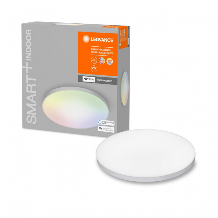 Plafoniera LED RGB Ledvance SMART+ Wifi Planon 300, 20W, 1600 lm, lumina alba si color (3000-6500K), IP20, O30cm, aluminiu PMMA, Alb