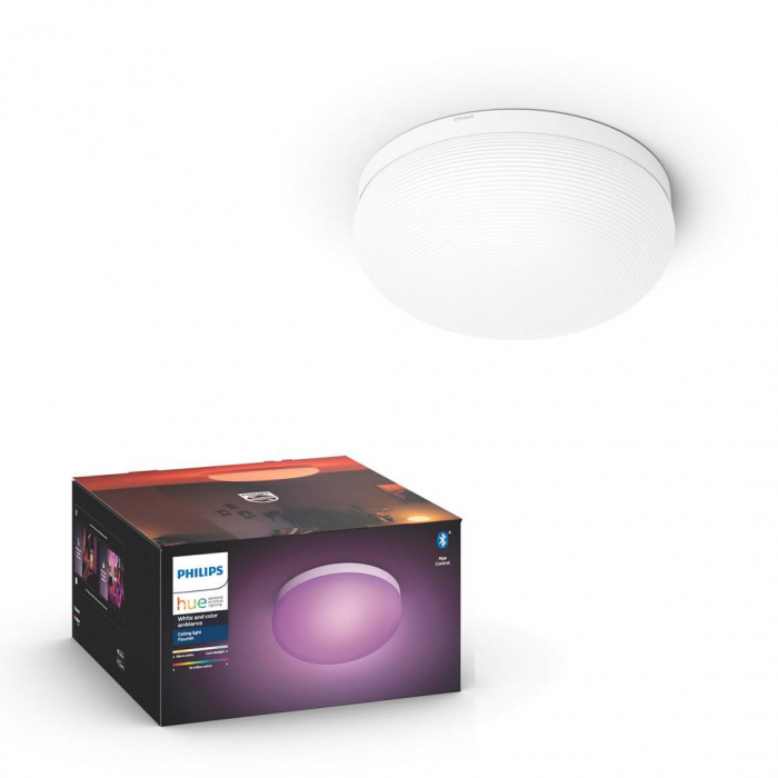 Plafoniera LED RGB Philips Hue Flourish, Bluetooth, 32W (175W), 2400 lm, lumina alba si color (2000-6500K), IP20, 35.9cm, sticla, Alb
