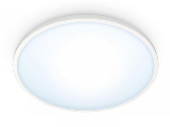 Plafoniera LED WiZ SuperSlim, Wi-Fi, Bluetooth, 14W, 1300 lm, lumina alba (2700-6500K), IP20, 24.2cm, Metal Plastic, Alb