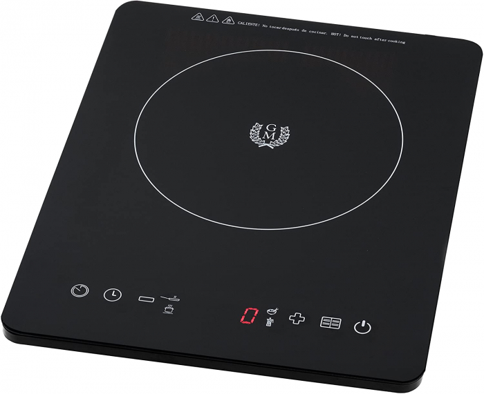 Plita cu inductie cecotec 8001 full crystal, putere 2000w, control digital, timer, pornire programabila, display led, oprire automata, negru