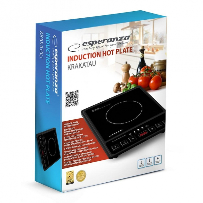 Plita cu inductie Esperanza EKH011 KRAKATAU 2000W 1-zona Negru [2]
