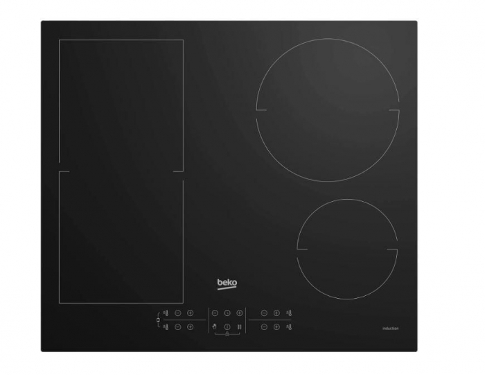 Plita incorporabila Beko HII64200FMT, Inductie , 4 zone de gatit, IndyFlex, Booster, Touch control 9 trepte, ANTI-OVERFLOW SYSTEM, 60 cm, Negru