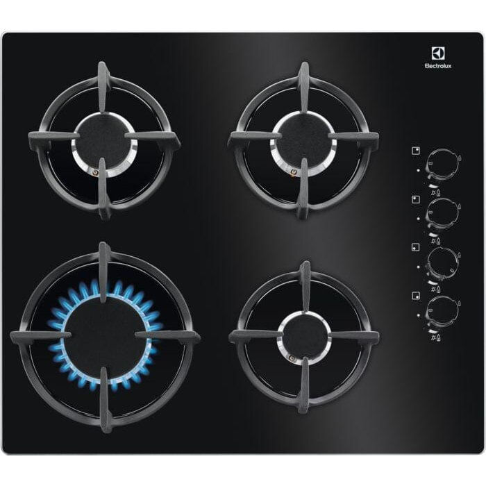 Plita incorporabila Electrolux EGG6407K, gaz, 4 zone de gatit, 60 cm, Negru