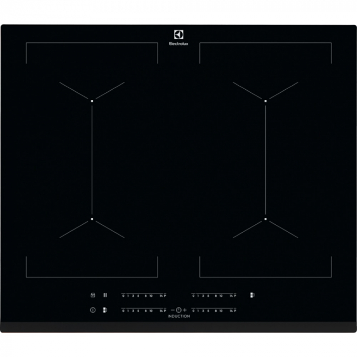 Plita incorporabila Electrolux EIV644, Inductie, 4 zone de gatit, DoubleBridge, PowerBoost, Timer, Control touch, 60 cm, Sticla neagra