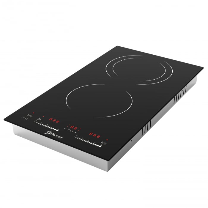 Plita incorporabila STARCREST SEH-32S8, Vitroceramica, 2 zone de gatit, 9 trepte de putere,  3200 W, Touch control, Timer, Sticla Neagra [6]