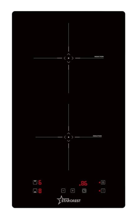 Plita incorporabila STARCREST SIH-3030, Inductie, 3300 W, 2 zone de gatit, 9 trepte de putere, Touch control, Timer, Sticla Neagra [1]