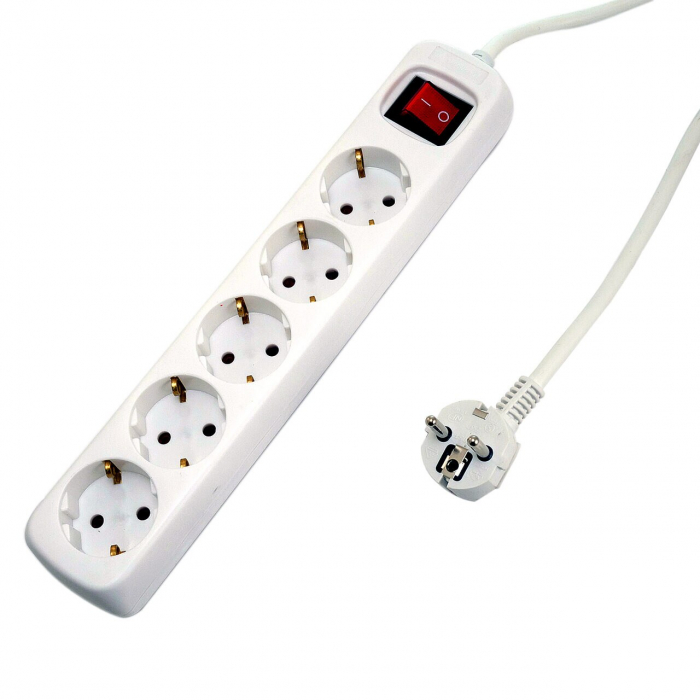 Prelungitor 5 prize 3M cu intrerupator, cablu 3x1.5mmp, Well [2]