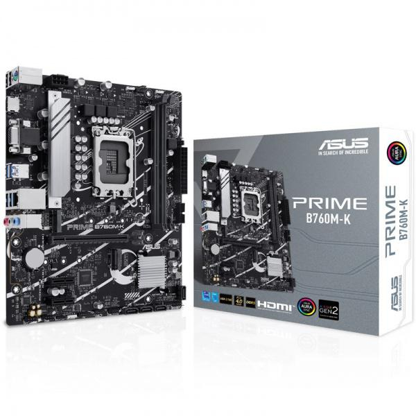 PRIME B760M-K DDR5 LGA1700 2 x DIMM slots 1 x VGA port 1 x HDMITM port Total supports 2 x M.2 slots and 4 x SATA 6Gb s ports mATX https: www.asus.com motherboards-components motherboards prime prime-