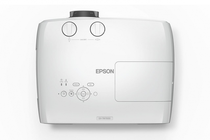 Proiector Epson EH-TW7000, 3LCD 3D active, 3000 lumeni, 4K PRO-UHD, 16:9, 4K enhancement, 40.000 : 1, lampa 3500 ore 5000 ore Eco mode, zoom 1.62x, dimensiune maxima imagine 500 , distanta maxima de