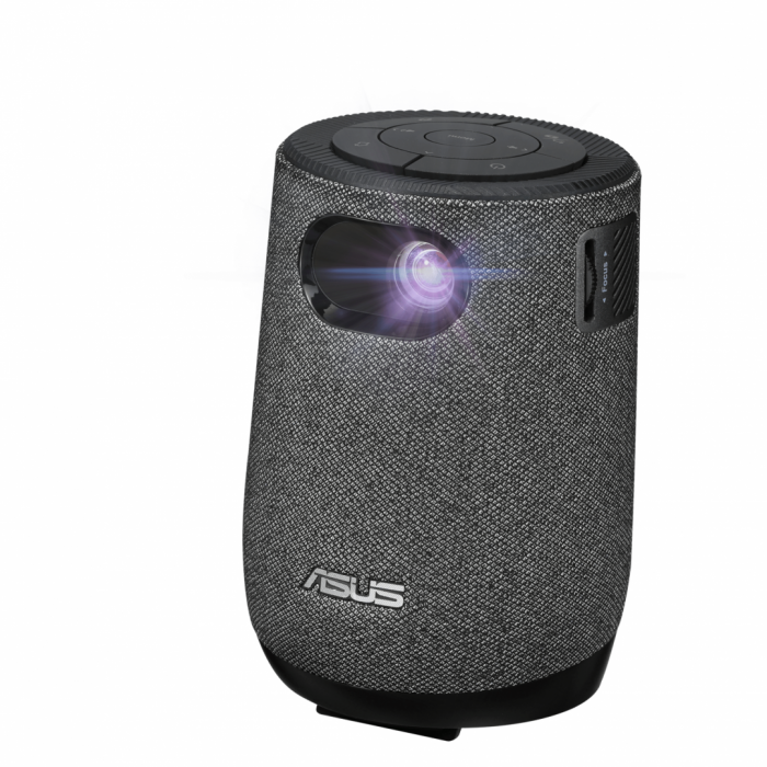 Proiector LED portabil ASUS ZenBeam Latte L1, 300 lumeni, rezolutie 720p, sunet Harman Kardon, boxa Bluetooth de 10W, 3 ore de redare video, proiectie wireless, baterie incorporata, LED 30.000 ore, 12